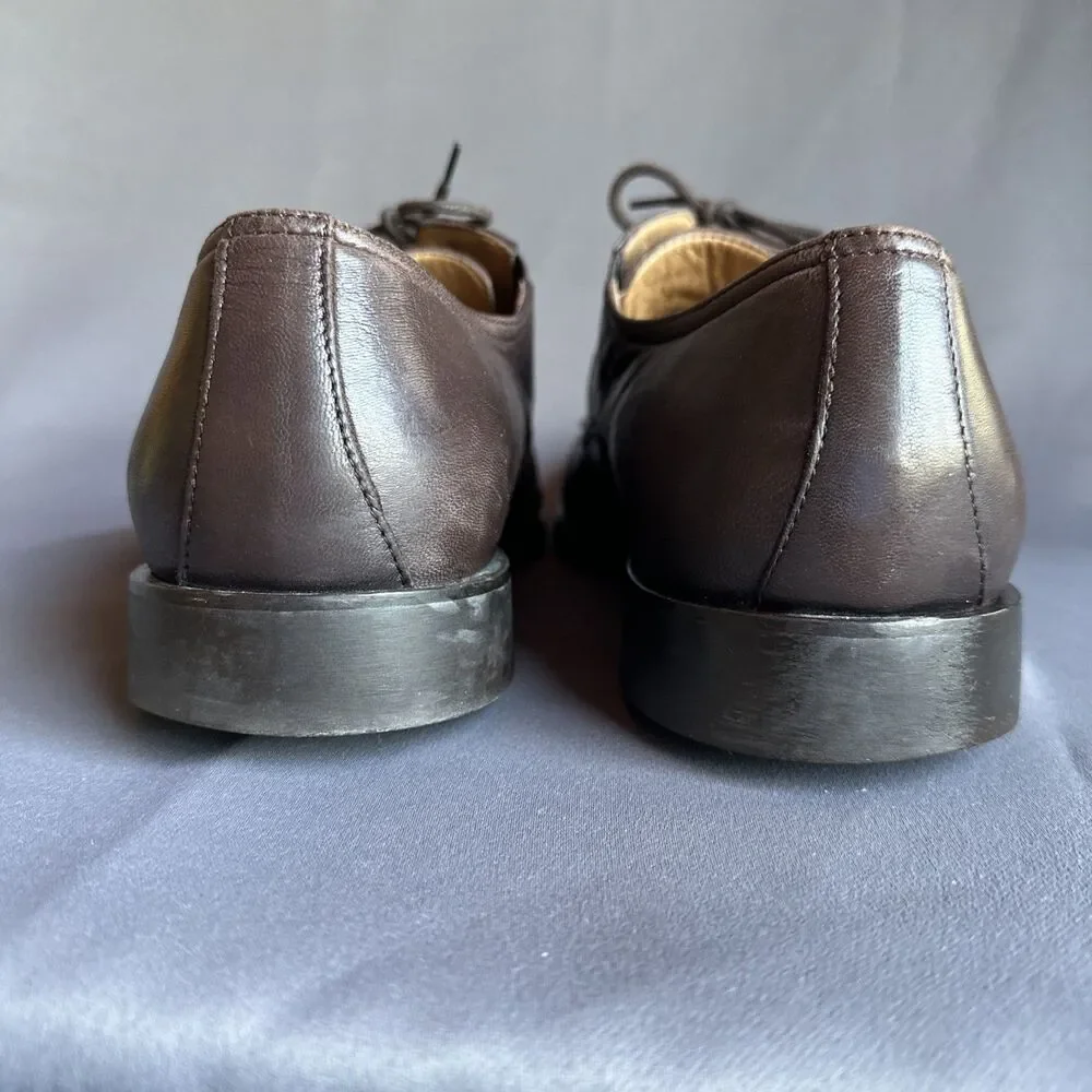 Bruno Magli Ranuncolo Deer Brown Leather Apron Toe Lace up Derby Italy Men 11 M
